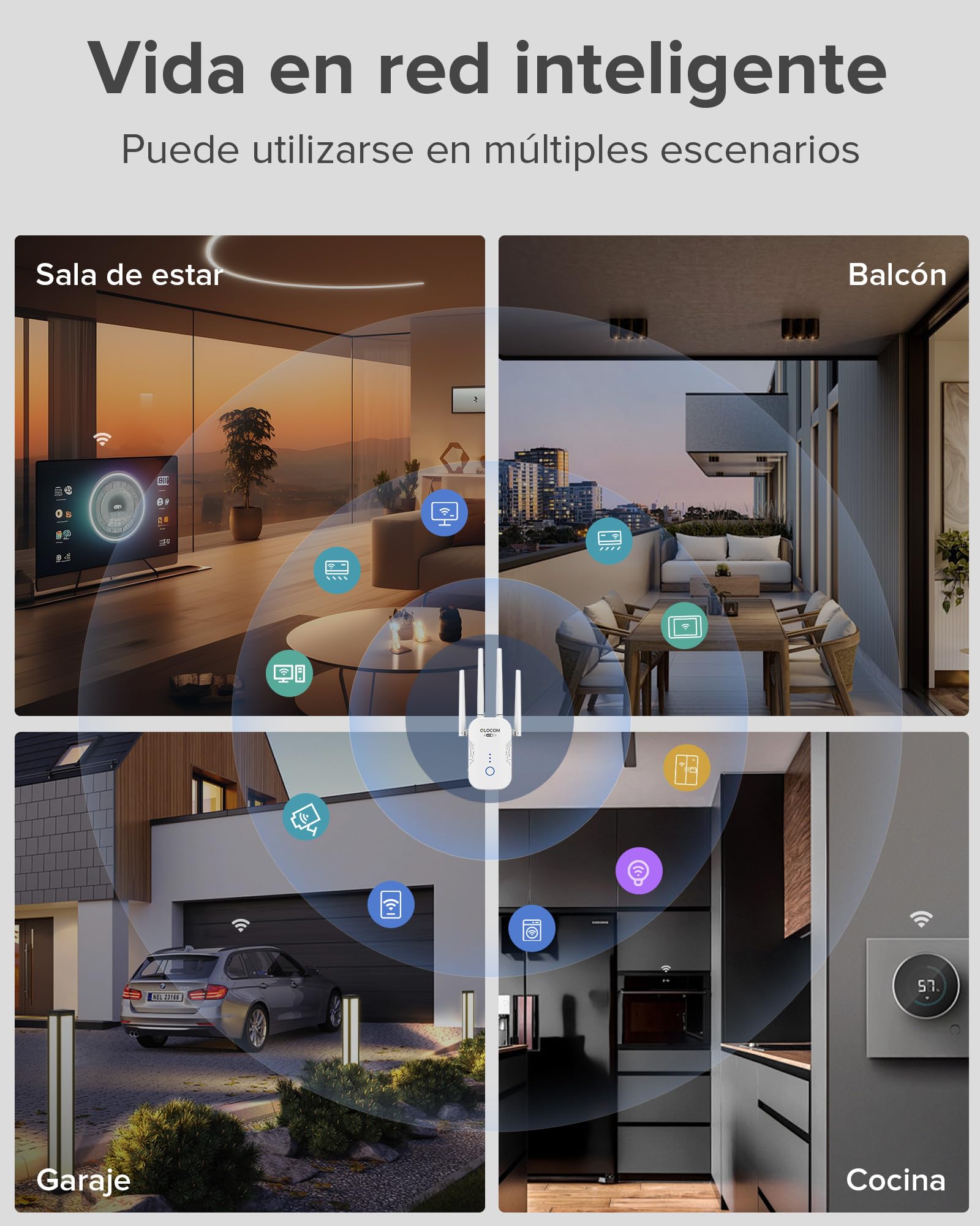 2026 Nuevo Amplificador Señal WiFi 1200Mbps Repetidor WiFi, Doble Banda 5GHz y 2.4GHz Extensor WiFi con WPS, WiFi Booster Compatible con Todos los Routers