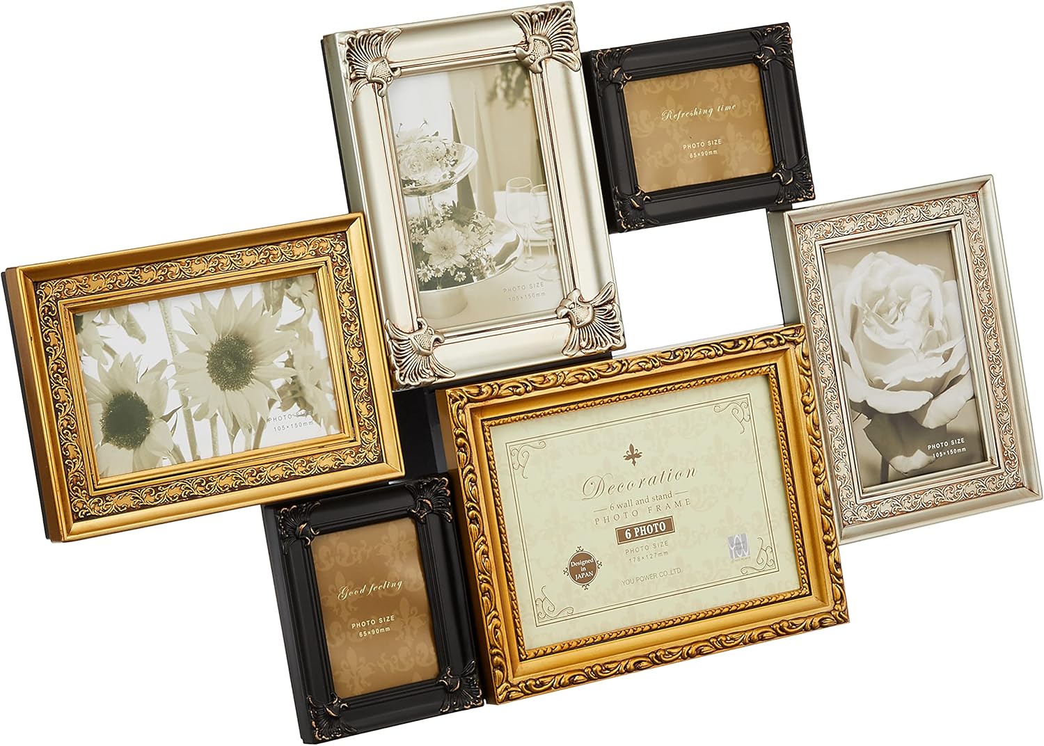 Yupawa Picture Frame, Photo Frame Gold Mix (External Dimensions) W57.5 × H35.5 D3.5cm