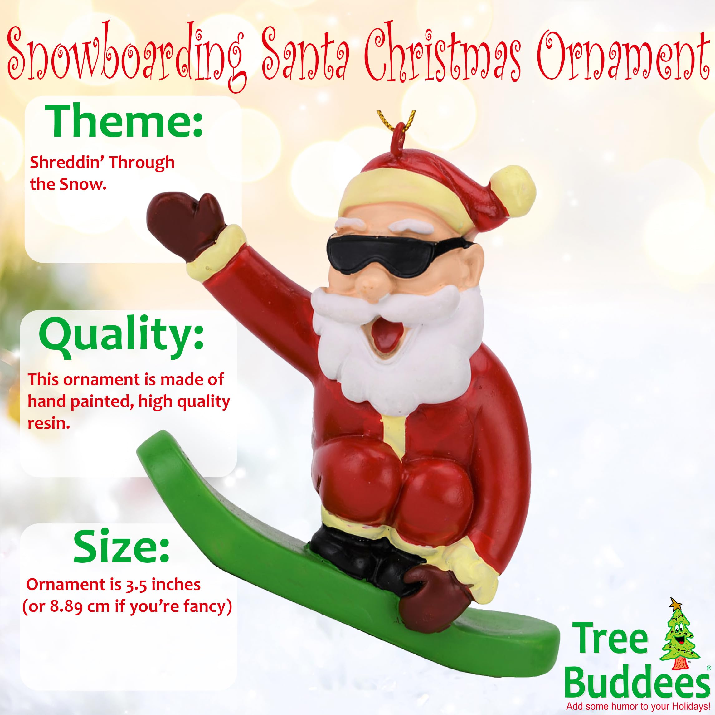 Amazon.com: Tree Buddees Snowboarding Santa Claus Christmas