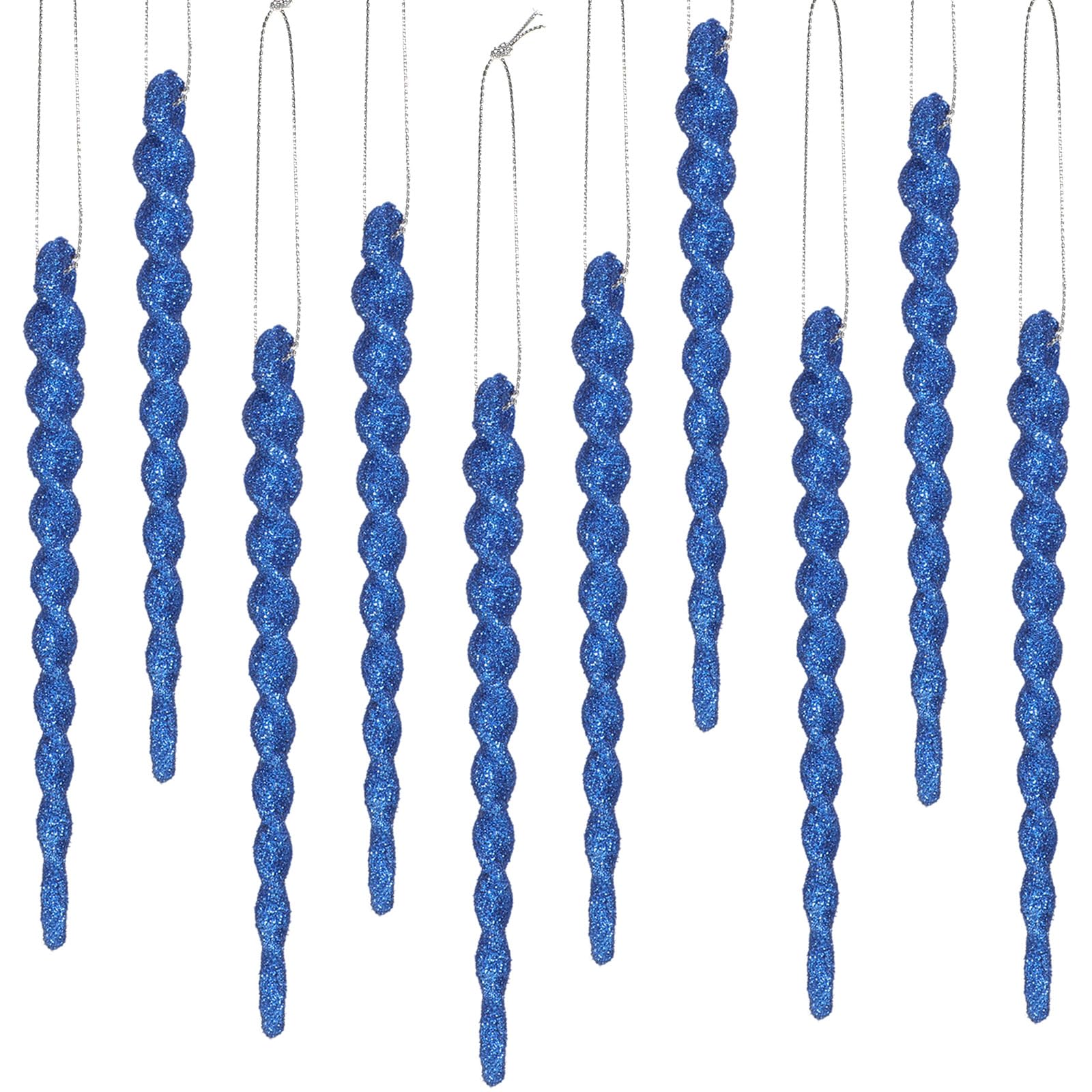 Stalactites de Noël bleues torsadées au fini givré pour un décor élégant