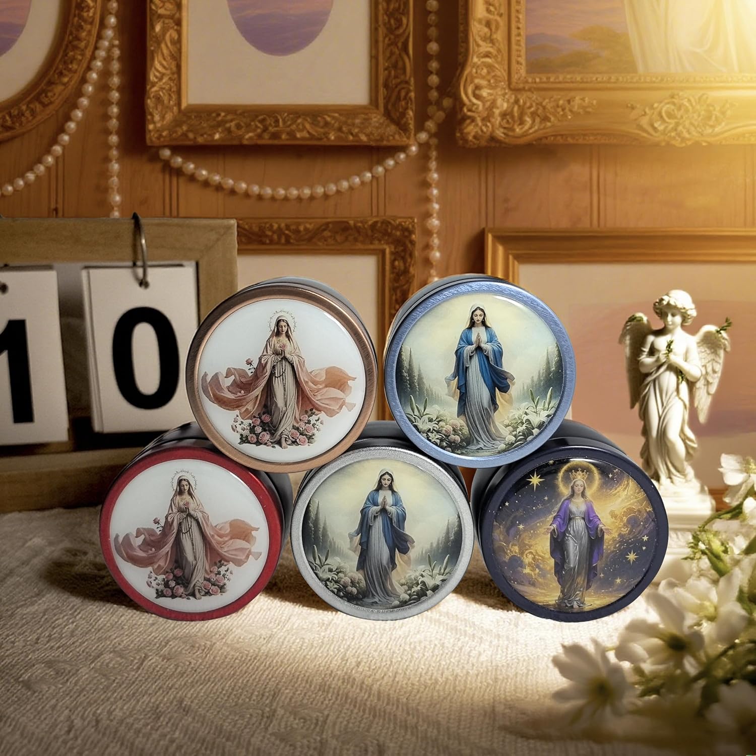 8mm Glass Pearl Rosary - Catholic Necklace for Men and Women Comes in a Metal Gift Box, First Communion Rosary Necklace as Gifts - Image 5