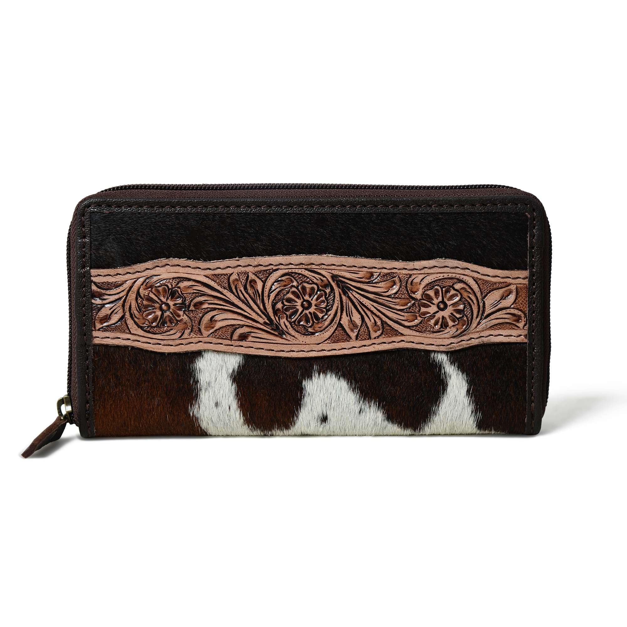Merbaa Rustic Range Trifold Wallet Vintage Vibes Women Cowhide Hair on Wallet