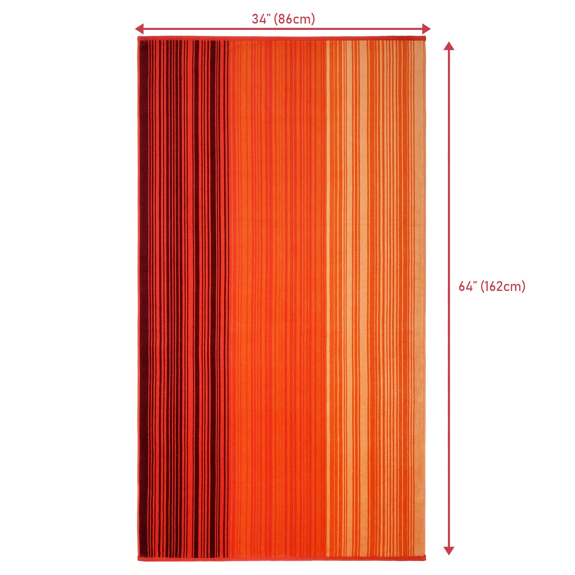 Toalla de playa reversible de alta calidad grande de 86,3 x 162,6 cm, terciopelo suave de lujo en la parte delantera y bucle absorbente de algodón en el reverso. (Ombre, individual 86,3 x 162,6 cm)