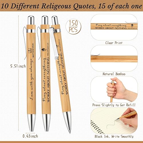 Miniatura 4 de Kosiz Juego de 300 unidades150 regalos cristianos de Navidad a granel, incluye cuaderno en espiral y bolígrafo bíblico, cuadernos cristianos, diario