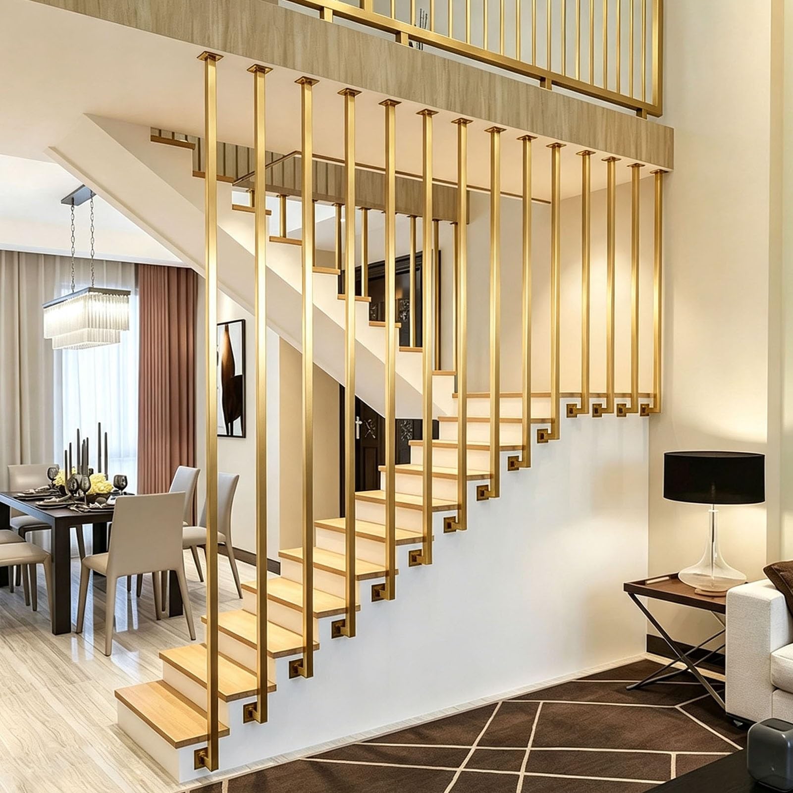 Przemysłowa balustrada schodowa, słupek balustrady z metalowej rury kwadratowej, montowana z boku antypoślizgowa barierka zabezpieczająca z przegrodą do balkonów, mieszkań i loftów(110cm)