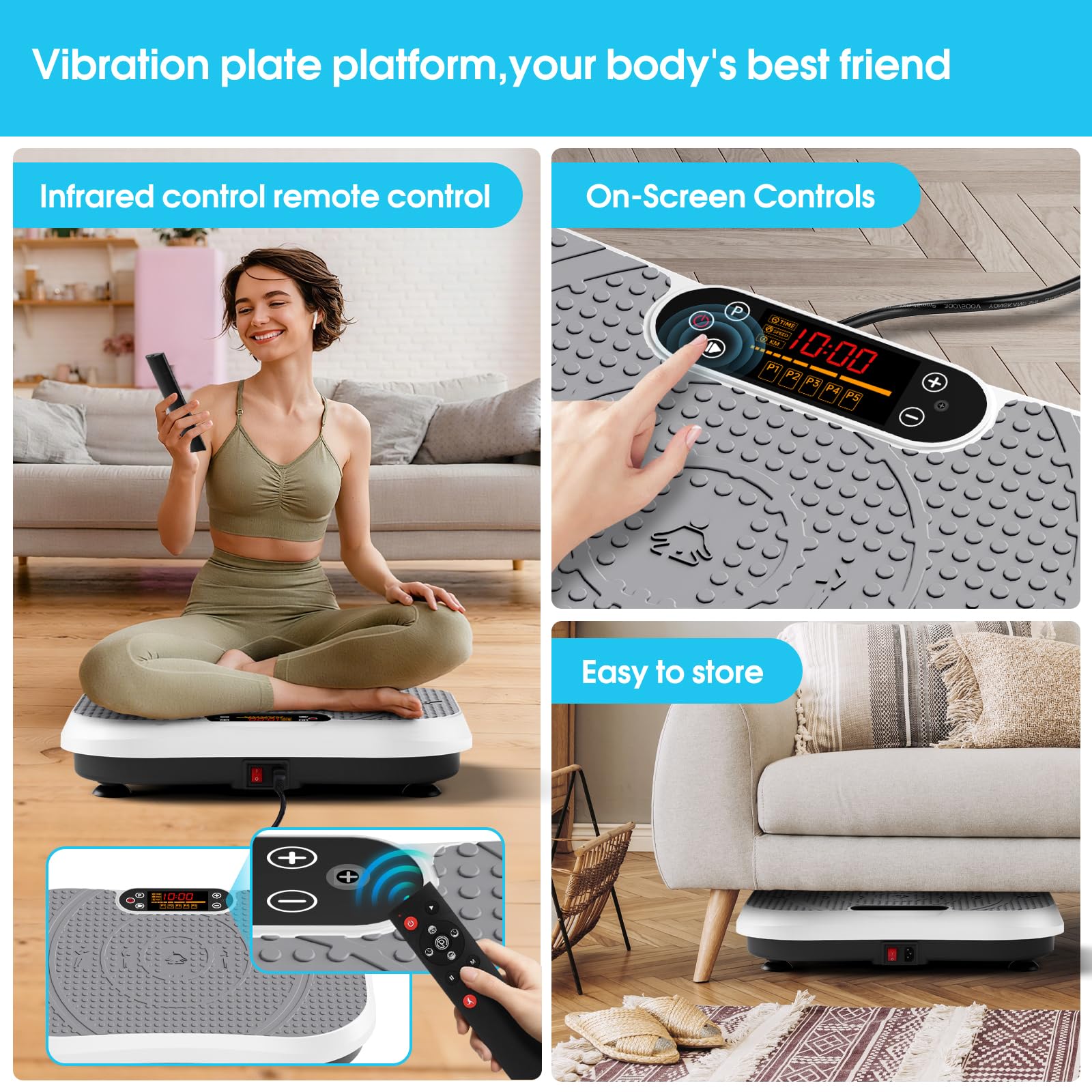 SoftGym Power - Piastra vibrante per il drenaggio linfatico per perdere peso, capacità 136-181,4 kg, piattaforma vibrante per allenamento completo di tutto il corpo, piastra vibrante per fitness a