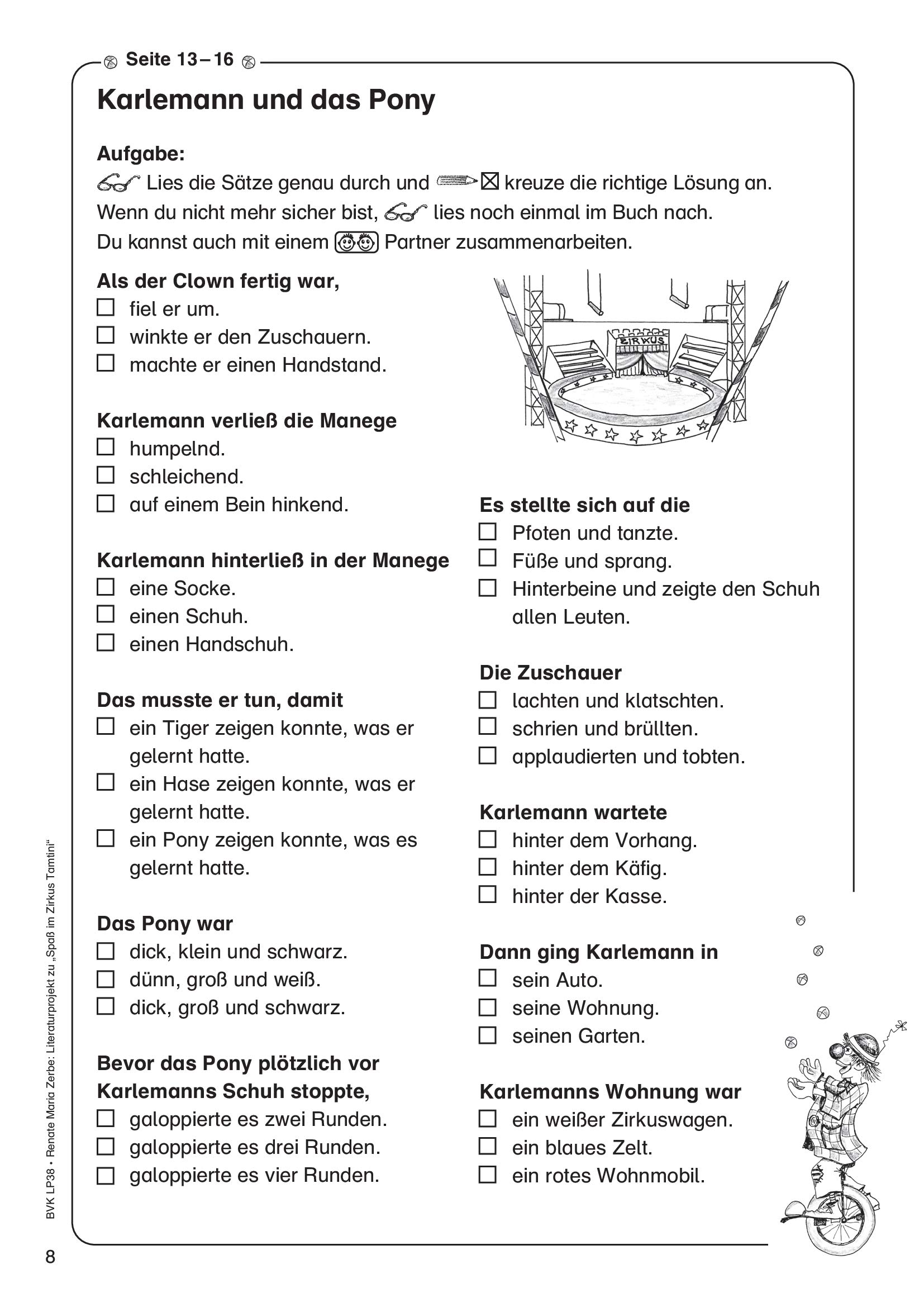 Literaturprojekt Zirkus Tamtini: Für die 2. Klasse Grundschule, Förderschule. 2.-3. Klasse: 2. und 3. Klasse Grund- und Förderschule. Kopiervorlagen