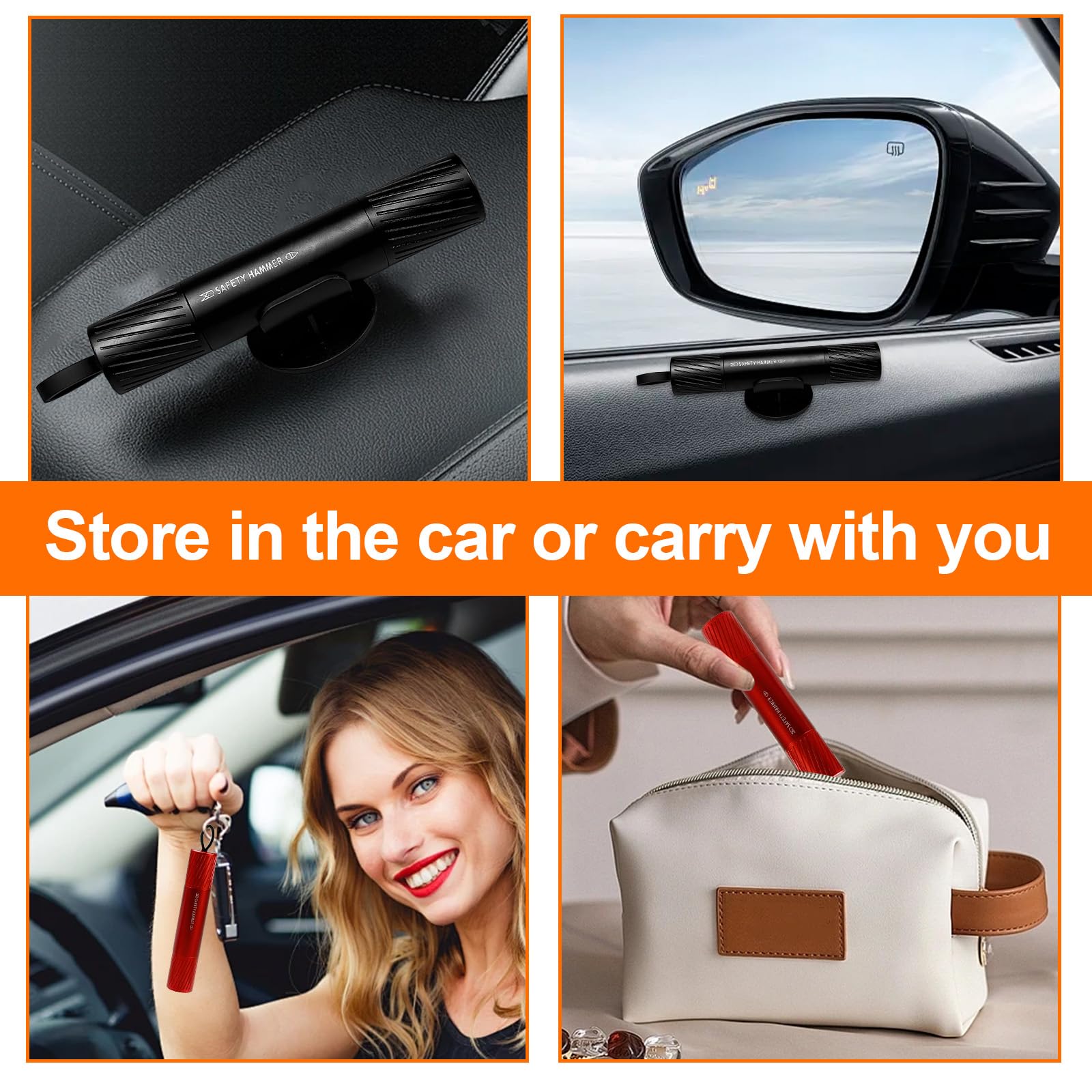 ZBXSNK 2Pcs Car Window Breaker, 2 in 1 Seat Belt Cutter and Window Breaker with Test Glass & Holders, Safe Hero Life Hammer Flash Hammer for All Vehicles Safety Escape Tool(2Pcs) — view 7