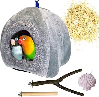 Winter Warm Pet Bird Nest Habitat Cave Plush Fluffy Pumpkin Birds Hut Hideaway for Small Medium Parrot Budgies Parakeet Cockatiels Lovebirds Finches (Grey)