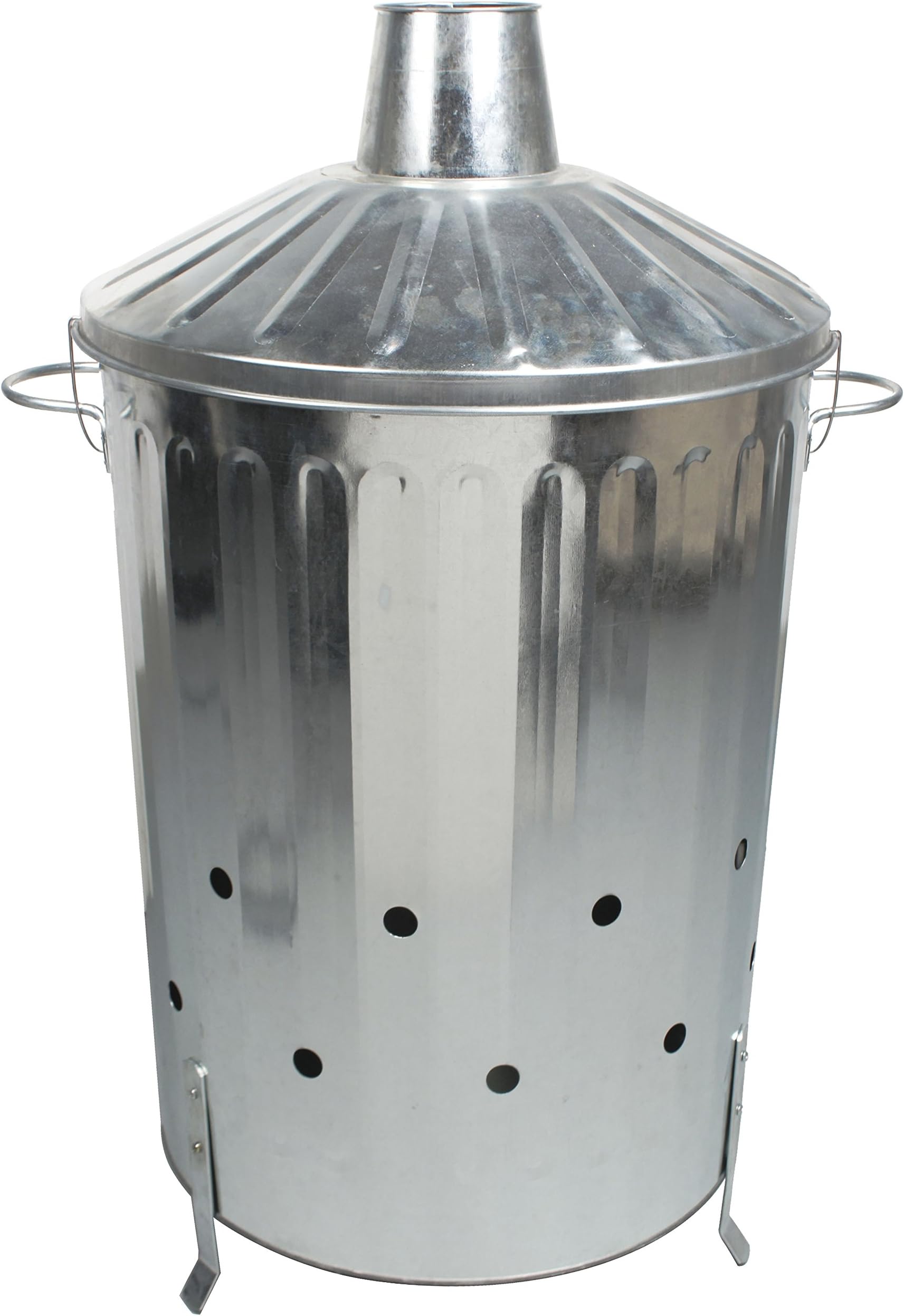 GALVANISED BRAZIER INCINERATOR. COMES WITH FEET AND LID. BIN. BURNER. OUTDOOR.