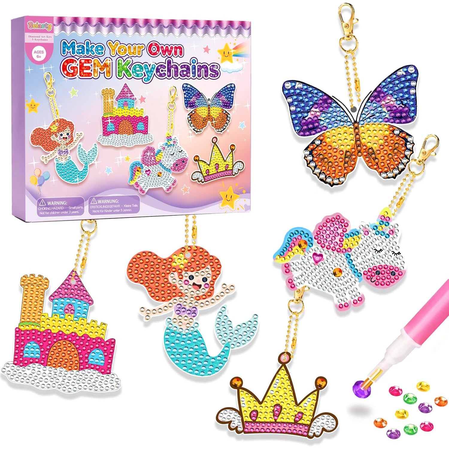 Diamond Art for Kids, Girls Birthday Presents, Arts and Crafts for Kids, Gifts for 6 7 8 9 10 Year Old Girls Boys, Diamond Painting Kits Toys for 6-12 Year Olds Girls, Christmas Crafts for Kids