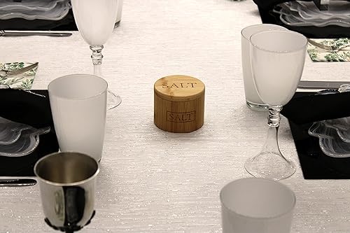 Miniatura 7 de Fipendable Industries - Salero de bambú natural con tapa magnética de bloqueo giratorio organizador de cocina para panaderos pellizcador de sal 11