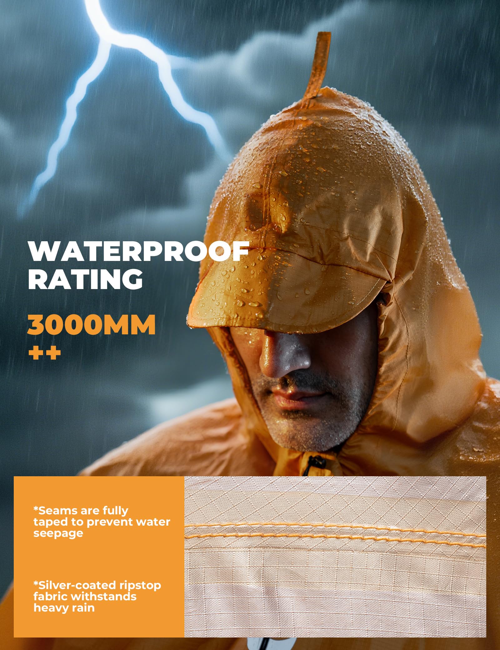 Poncho Impermeabile 3 in 1, Giacca Antipioggia Uomo Donna Multifunzione, Mantella Antipioggia con Cappuccio, Portatile e Leggera, per Campeggio Trekking Escursione Picnic