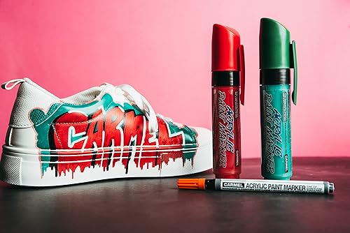 Miniatura 3 de Carmel Rotulador de pintura acrílica de punta ancha (verde claro), paquete de 1, pintura permanente a base de agua para papel, cartón, lienzo,