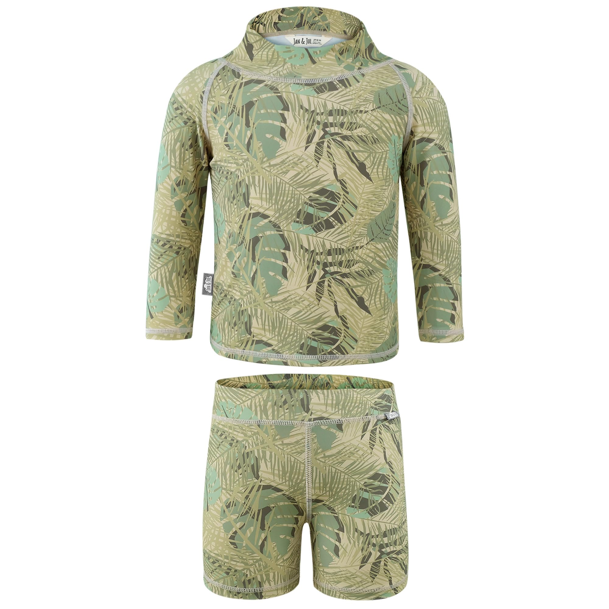 JAN & JUL Boys' Swim Set, Rash Guard and Trunks with Sun Protection for Kids (Jungle Safari, Size 6Y)
