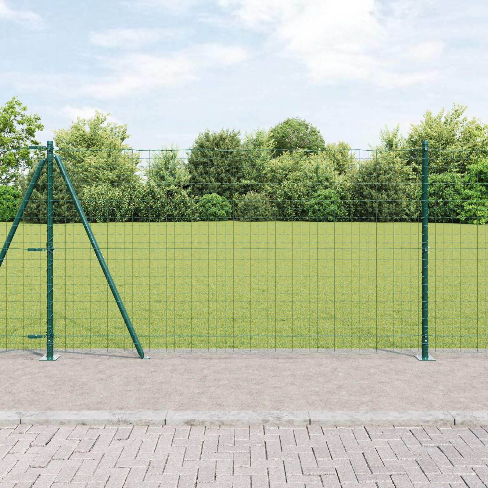 Gecheer Poste de Cerca Set de 52 Verde Concreto 3.2 x 3.2 x 78.5 cm,Estacas de jardín Postes de Cerca Valla jardín Barreras Exteriores