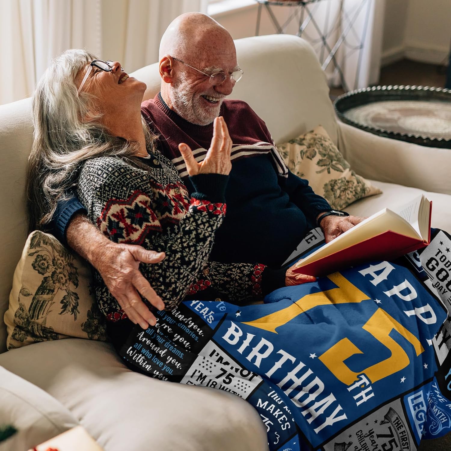 75th Birthday Gifts for Men Women, Best 75th Birthday Gifts for Men Women, 75 Year Old Birthdays Gift for Man, Funny 1950 75 Year Old Birthdays Gift for Man Ideas Blanket 50"X60" - Image 3