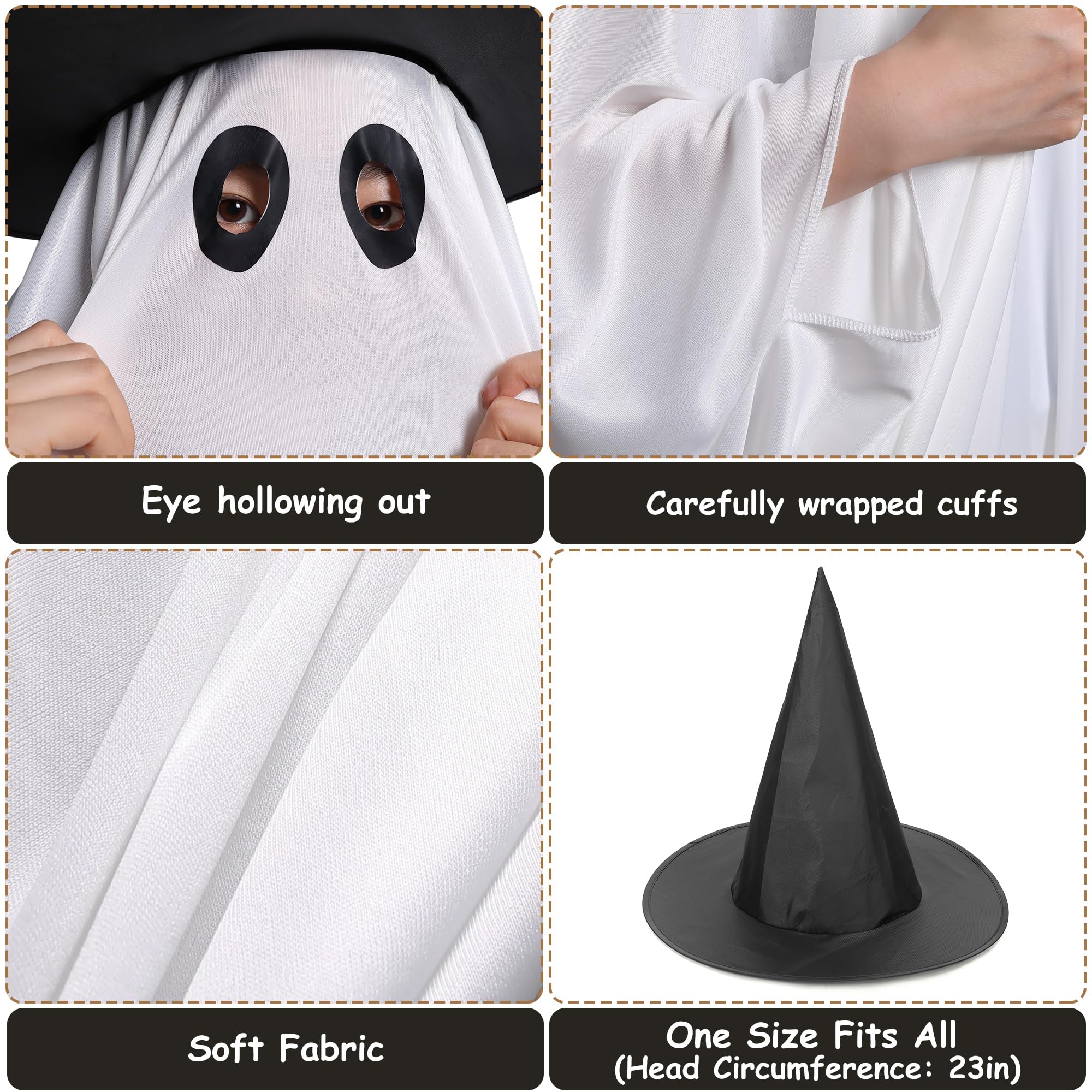 Purple Star Kids' Ghost Cloak Costume - Halloween Witch Hat & Cape - Cosplay Role Play, Fancy Dress Party Accessory - Image 2