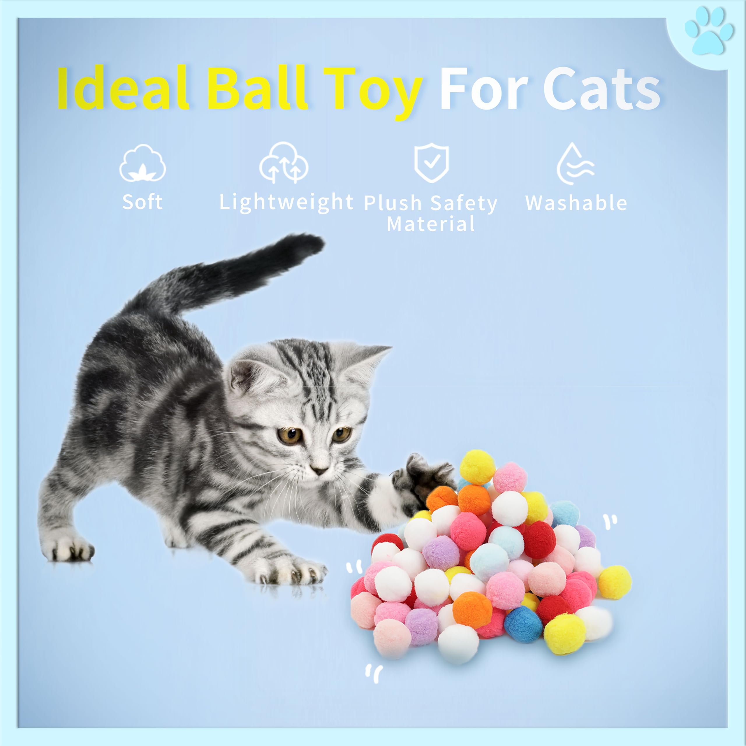 24 bolas coloridas para mascotas, bolas de felpa suave, pelota de juguete favorita del gato, juguete interactivo para gatos.