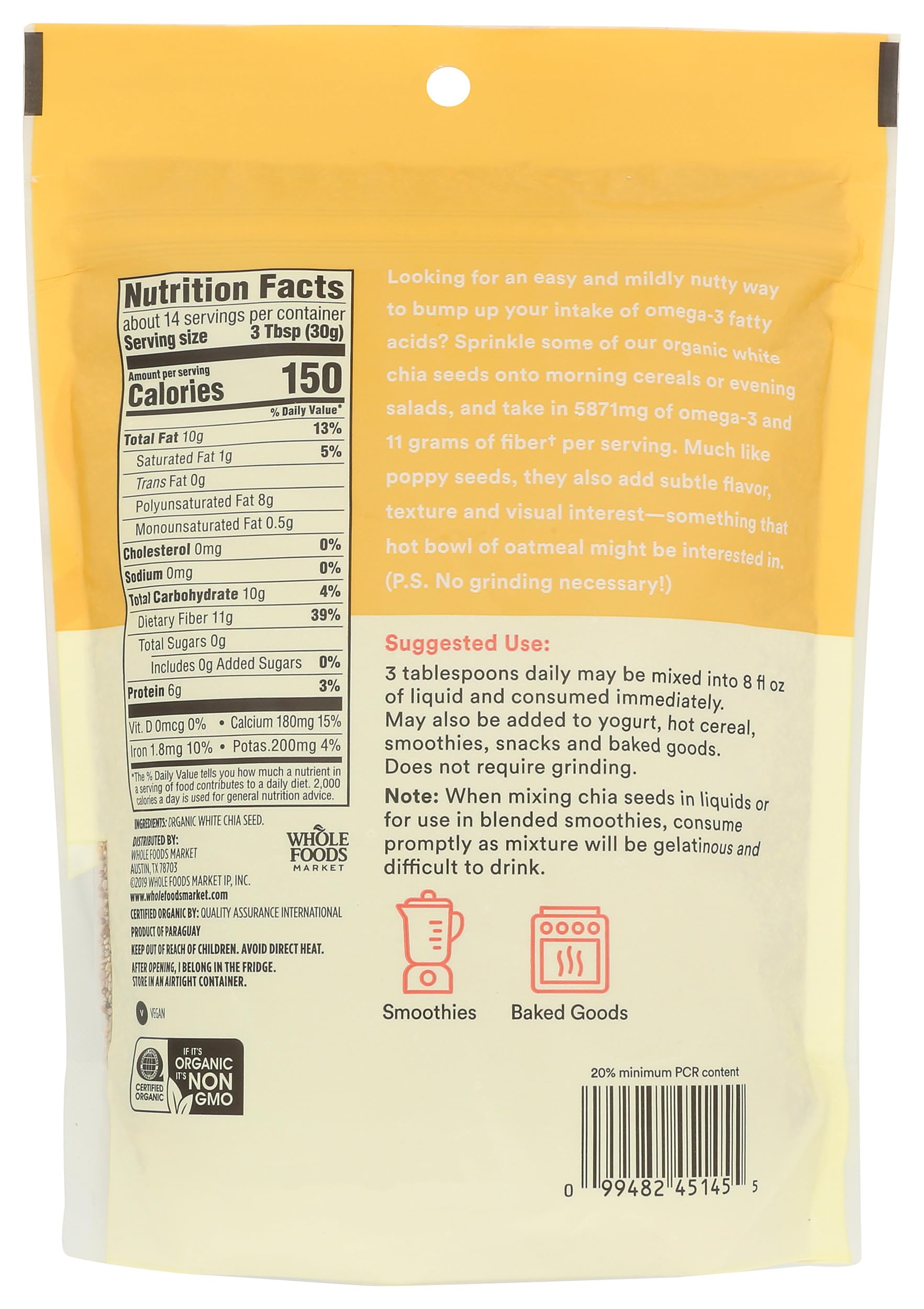 Organic White Chia Seed, 15 Ounce | Grocery Pickup & Delivery