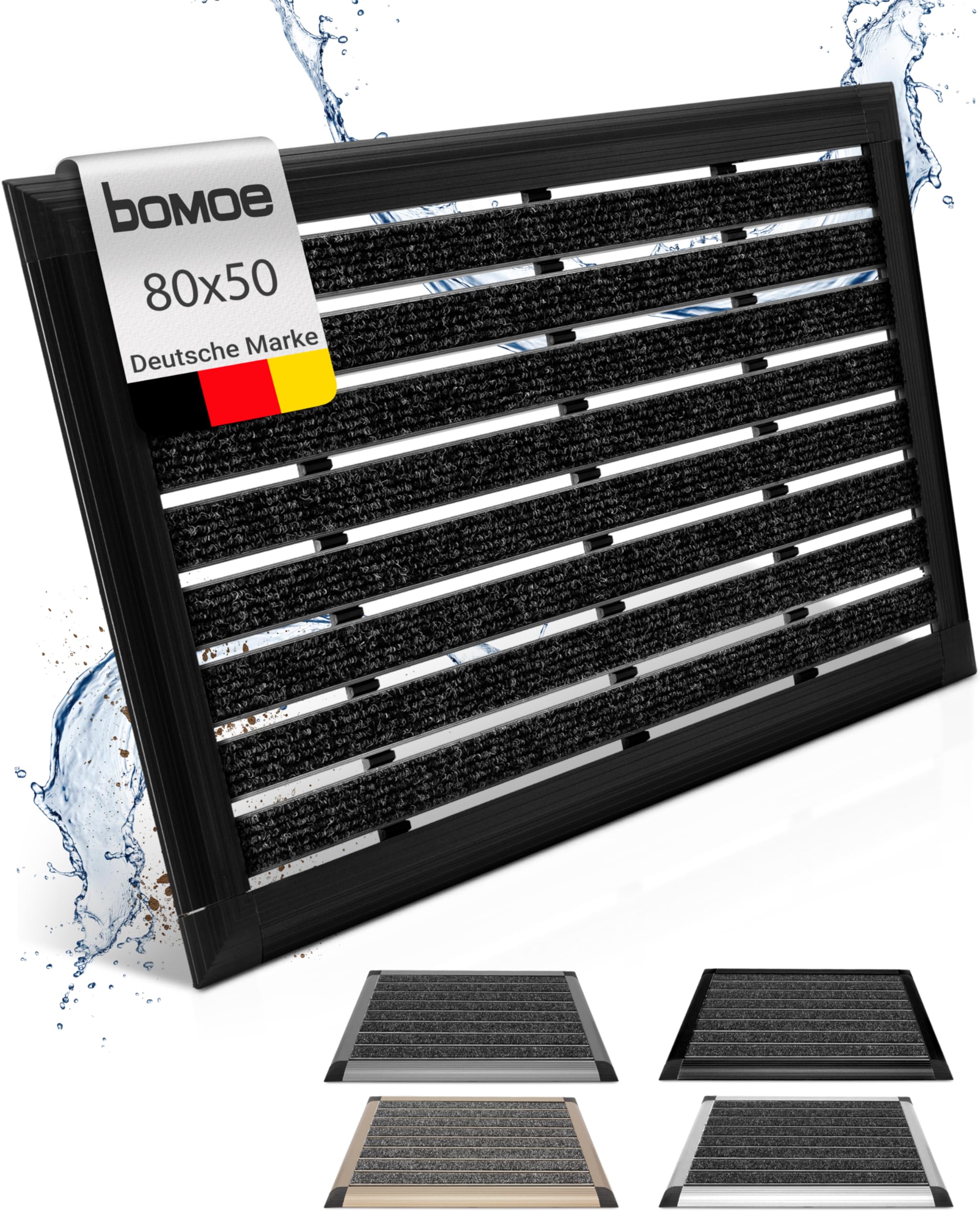 bomoe Fussabtreter Aussenbereich Alu Fußmatte 50x80 cm AluGant Haustür Fußabtreter Außen Schuhabstreifer– Eingangsmatte Alu-Fußmatten Fußabstreifer Aussen Fußmatte Schuhabtreter Außen Anthrazit