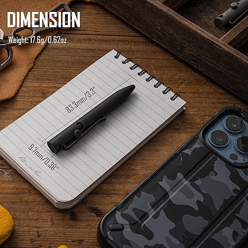 Vista 56 de KeyUnity KP01BK Bolt Action EDC Pen con clip, bolígrafo de bolsillo de titanio para transporte diario (negro)