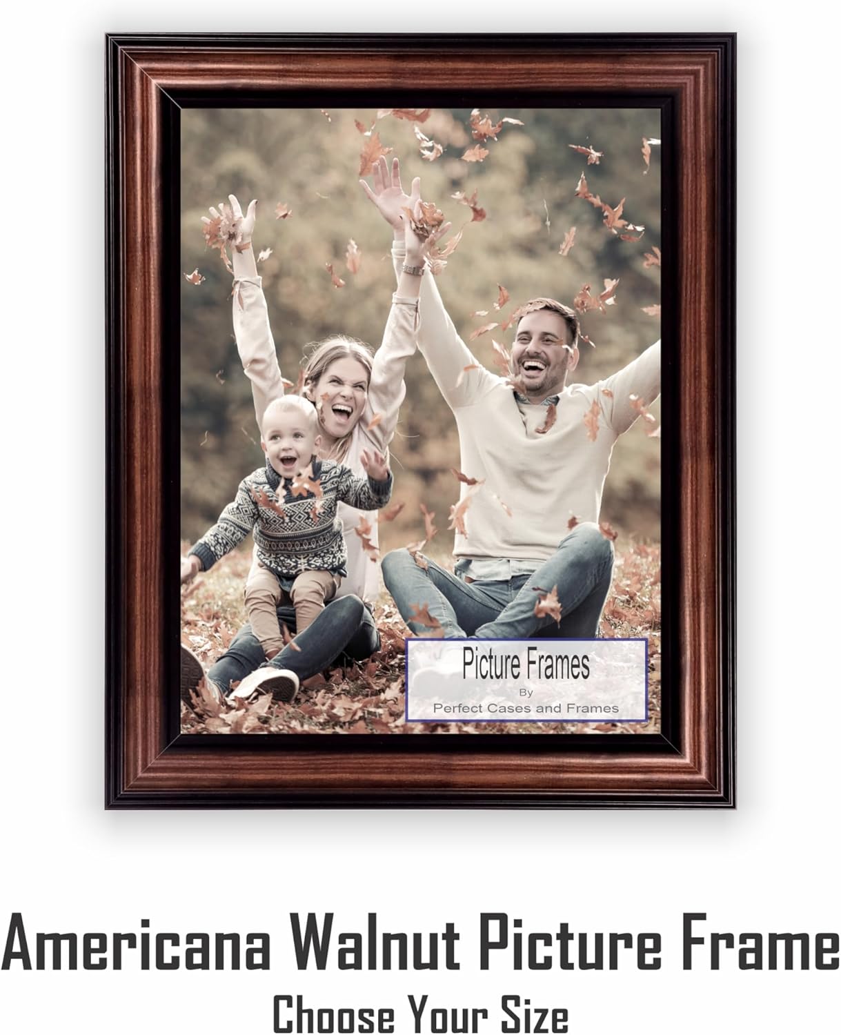 Perfect Cases Dark Brown Picture Frame | Americana Walnut 2.5" Wood Frame for Photos and Wall Art | Real Wood Moulding and Double Strength Glass | 5x7 8x10 11x14 16x20 18x24