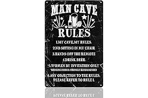 Jannyshop Man Cave Rules Sign Tin - 8 x 12 Inch
