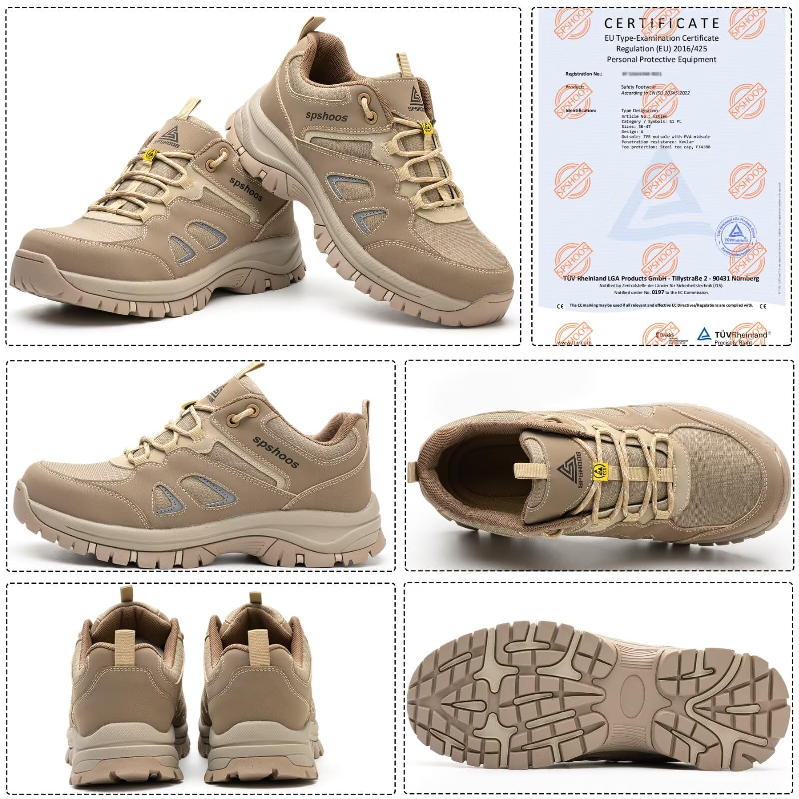 Scarpe Antinfortunistiche Uomo Donna S1P Scarpe da Lavoro ESD Leggere Antiscivolo con Punta in Acciaio Traspiranti Comode