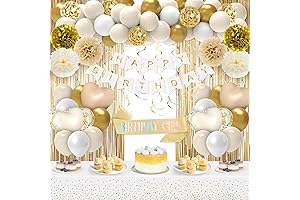 BIRTHDAY DECORATIONS GOLD, White and Gold Birthday Party Decorations Kit