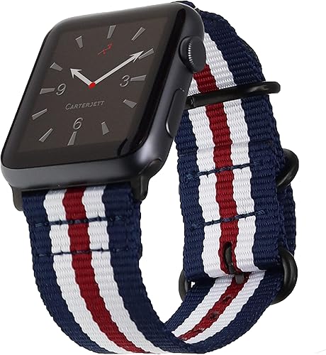 Carterjett - Correa para Apple Watch 1.732pulgadas, 1.654pulgadas, 1.575pulgadas, 1.496pulgadas, nailon NATO, correas iWatch, mujeres y hombres, 12