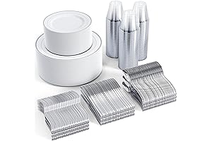 FOCUSLINE 600pcs Silver Dinnerware Set