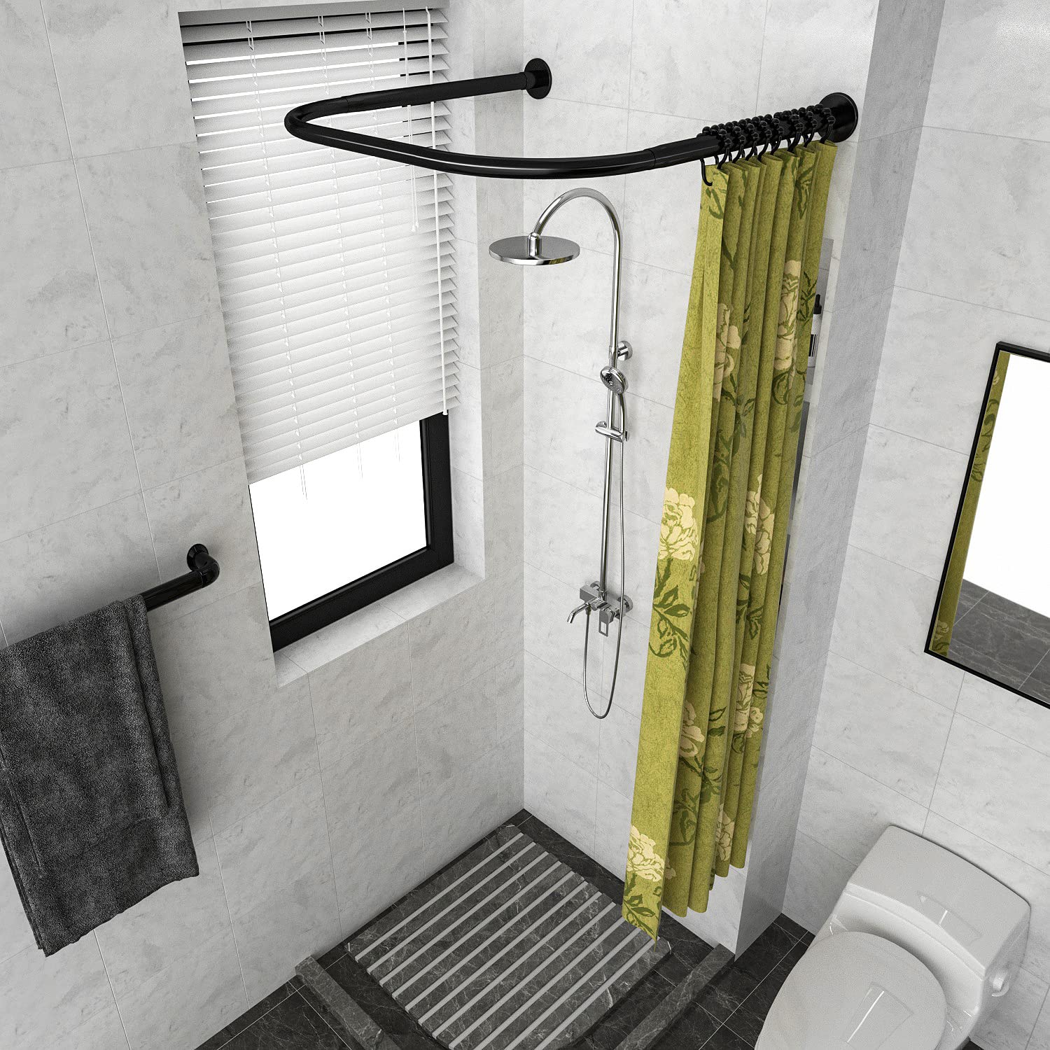 Duschvorhangstange Ohne Bohren - Faltbar & Verstellbar 70+20cm Mit Saugnapf