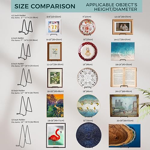Miniatura 8 de Soporte de exhibición de caballete para platos, soportes de metal de 6 pulgadas para exhibición, soporte de fotos de mesa, caballetes de hierro