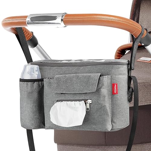 ALLONWAY Baby Stroller Organizers,Stroller Caddy with 3 Cup Holder, Stroller Accessories with Adjustable Shoulder Strap and Non Slip Velcro, for