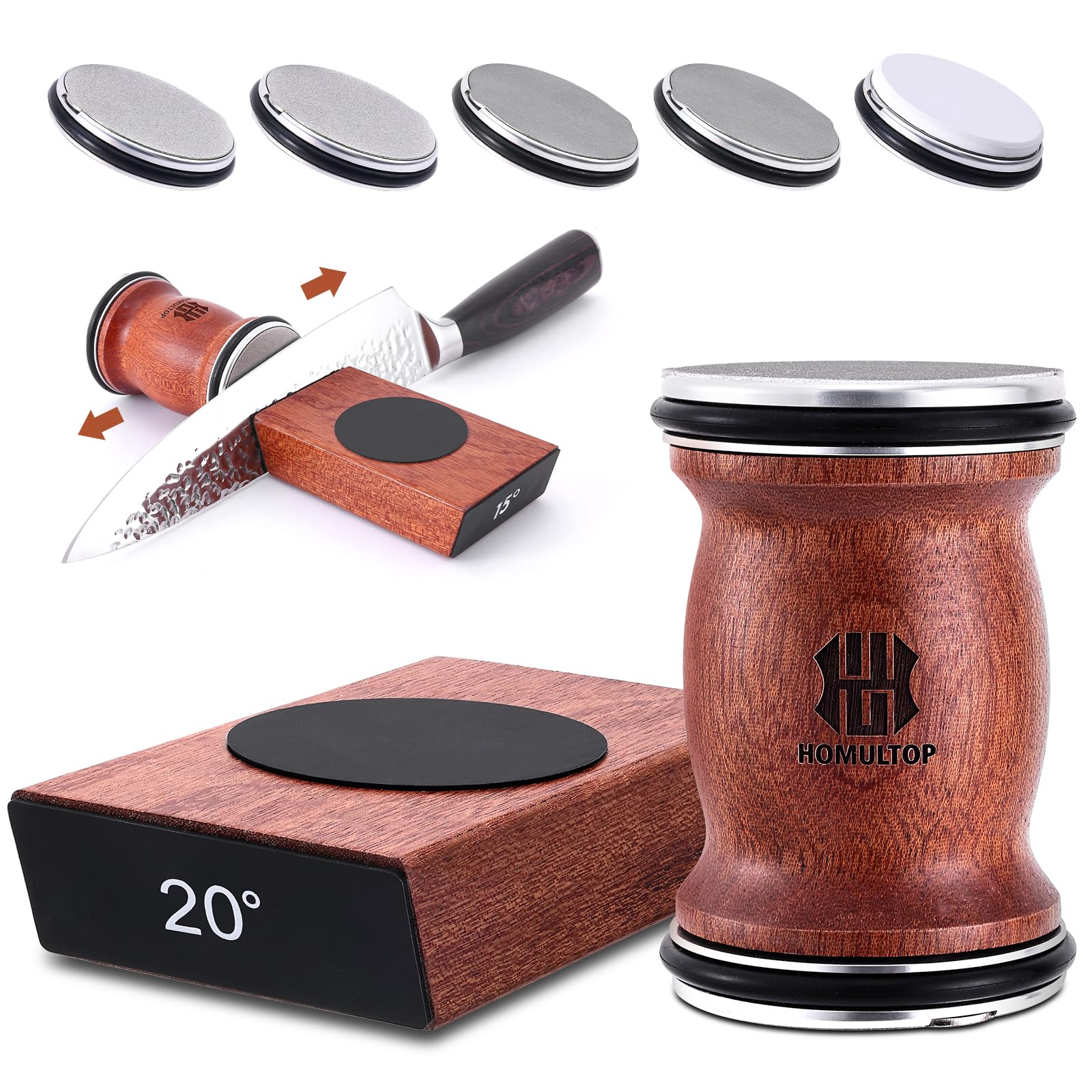 Rolling Knife Sharpener Kit Kitchen Knife Sharpener with Replaceable Discs Diamond Ceramic Knife Sharpeners Roller Magnetic Knife Sharpening