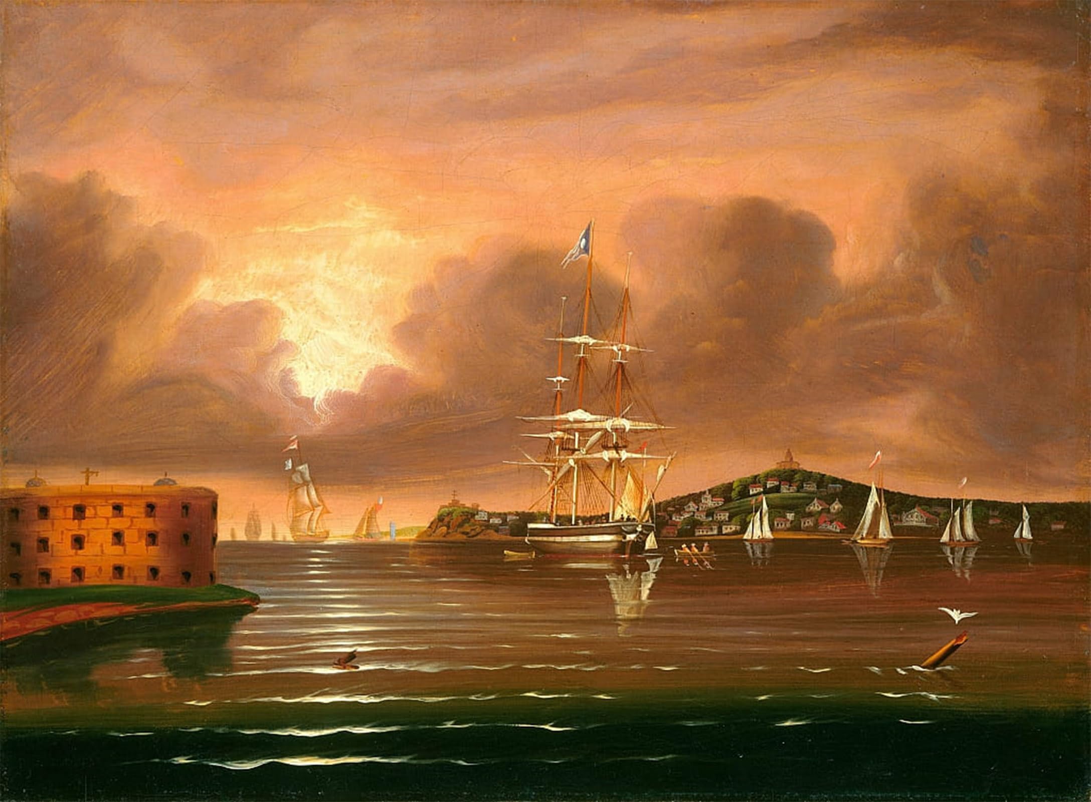 POSTERIIk Vintage Art Print Images Pictures Print Threatening Sky Bay of New York by Famous Artist Modern Colour Posters for Office Home Decor 60x90cm