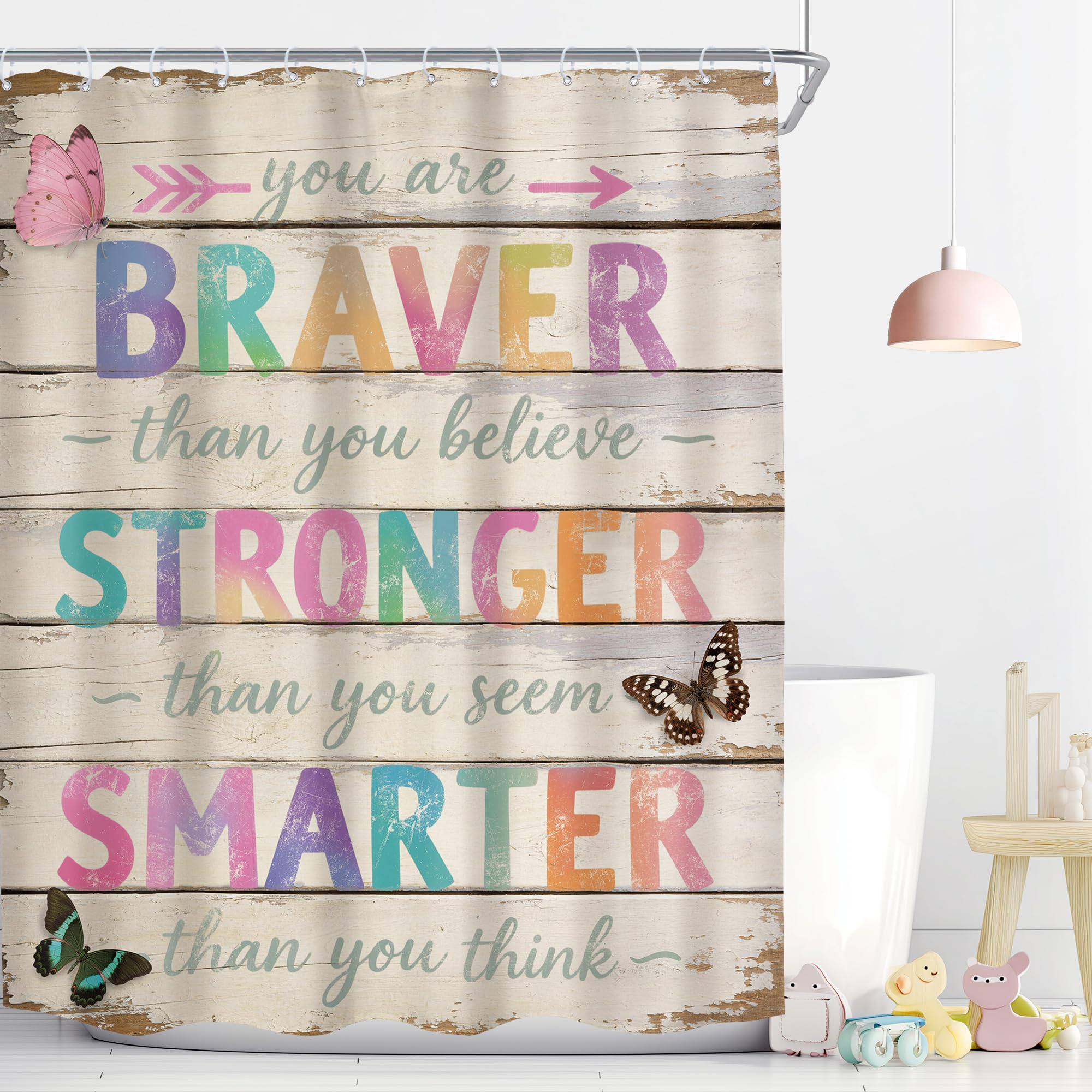 Imirell Kids Funny Quotes Shower Curtain Colorful Bathroom Decor 60x72 — image 1