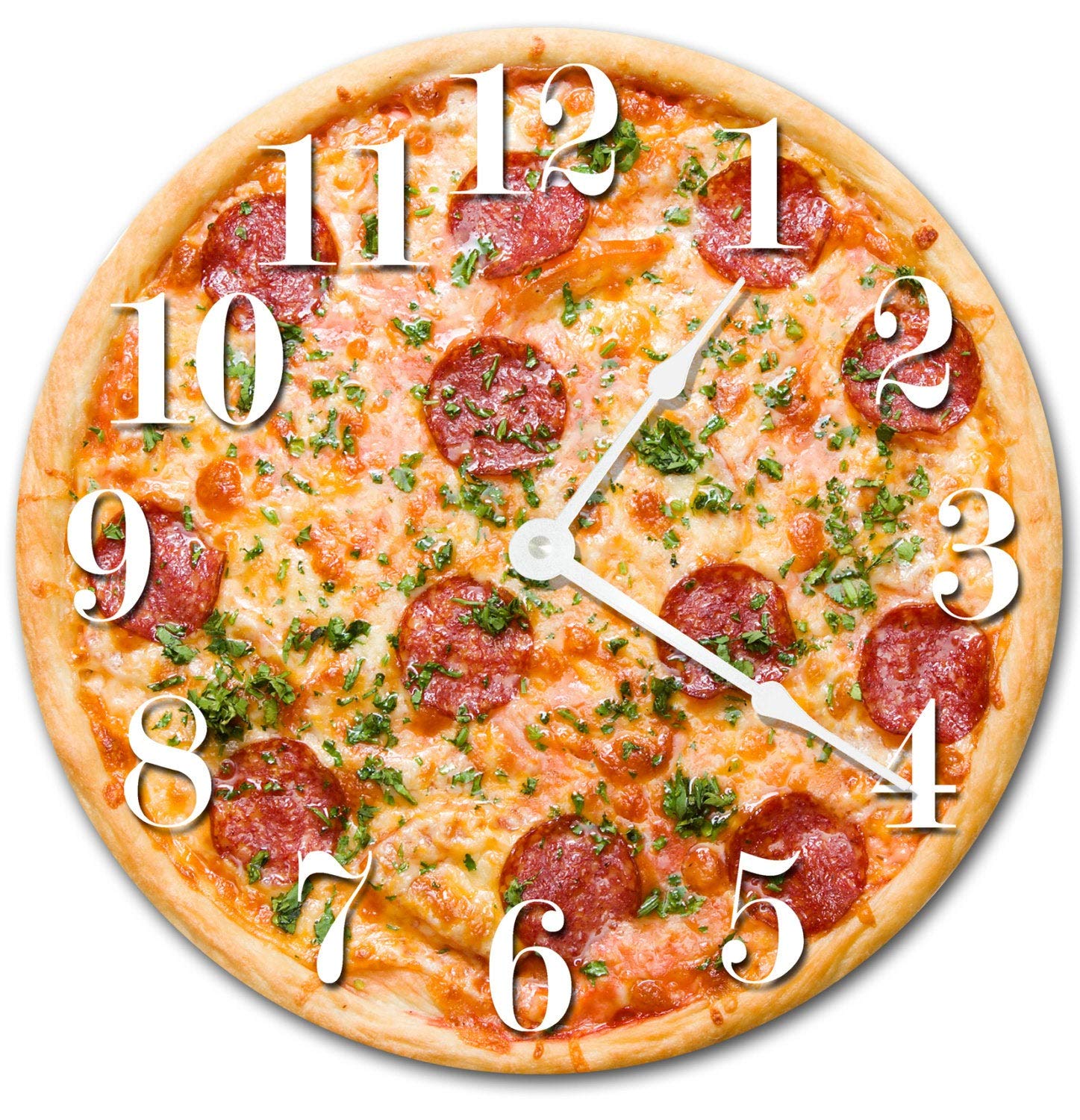 Horloge de cuisine pizza grande horloge murale ronde pour décoration murale