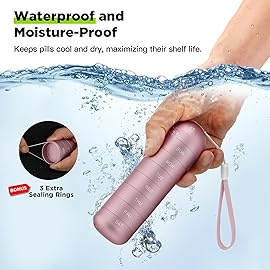 [2 Pack] Zannaki Metal Travel Pill Organizer, Portable Waterproof Weekly Pill Box, Large Aluminum Alloy Pill Case Container, BPA Free 7 Day Daily Medicine Organizer Holder for Vitamin, Supplement