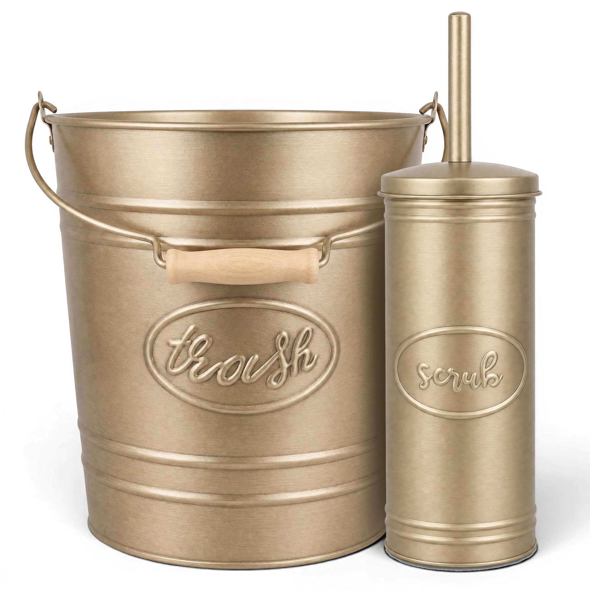 Autumn Alley Rustic Farmhouse Trash Can & Brush Set