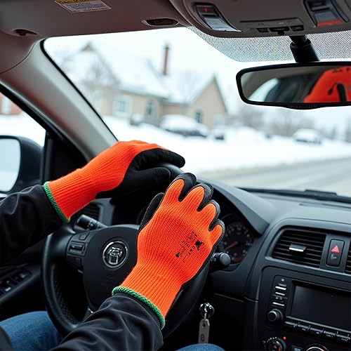 Miniatura 7 de G & F 1528 guantes térmicos resistentes texturizados recubiertos de látex de alta visibilidad con buen agarre