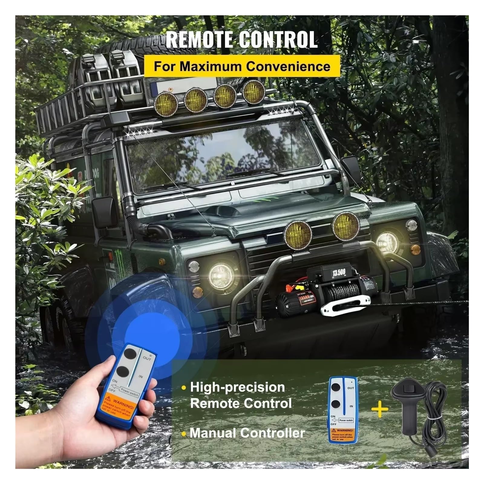 Wciągarka Elektryczna 12v 13500lbs 24M Lina Syntetyczna Z Pilotem Do Przyczepy Samochodowej 4X4 Ciężarówka ATV Łódź Terenowa Wciągnik elektryczny łańcuchowy