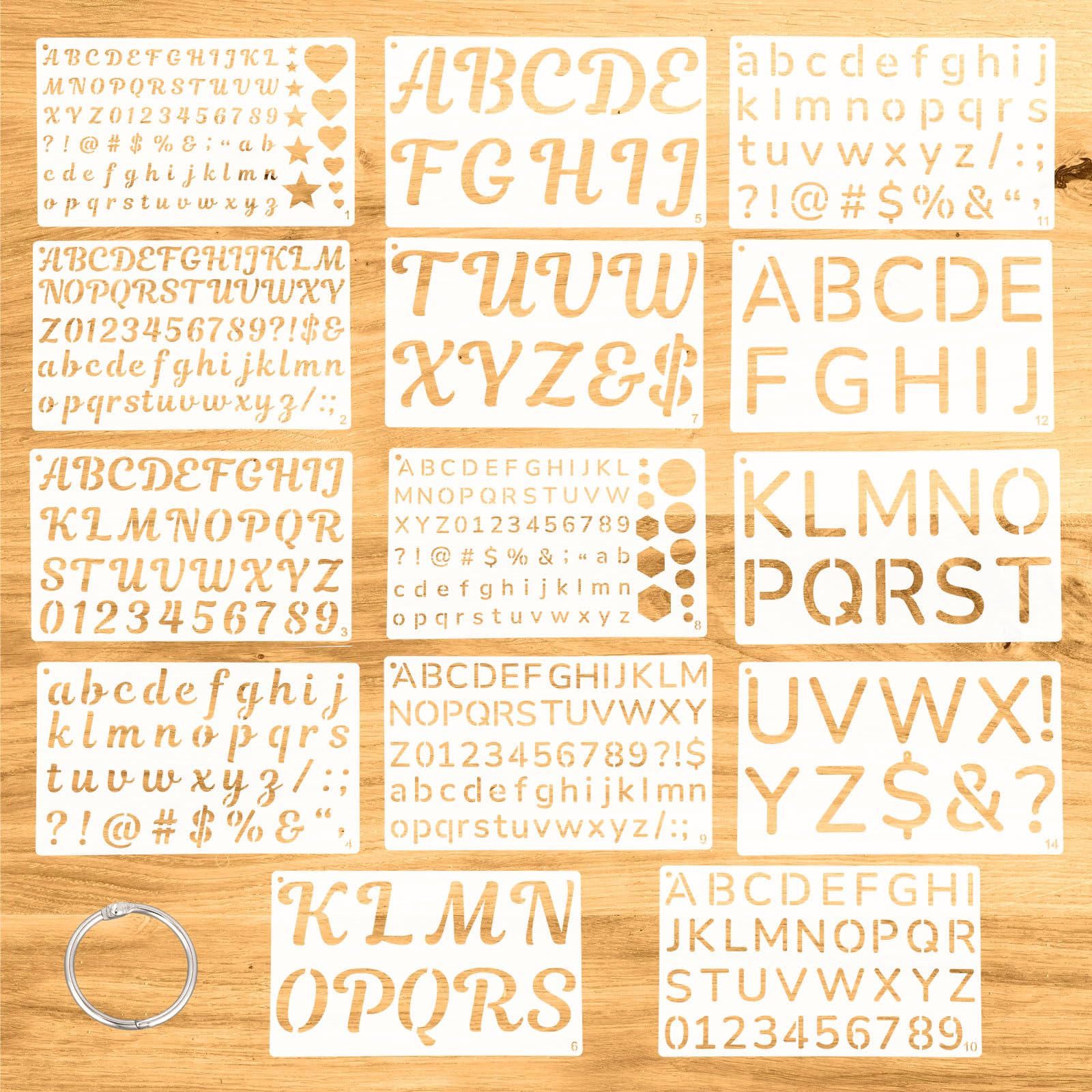 14pz Stencil di Lettere, 1/2 3/4 1 2 Pollici Stencil Riutilizzabili con Alfabeto e Numeri Pratici Materiali per la Pittura Adatti per Progetti Artistici e Fai da Te