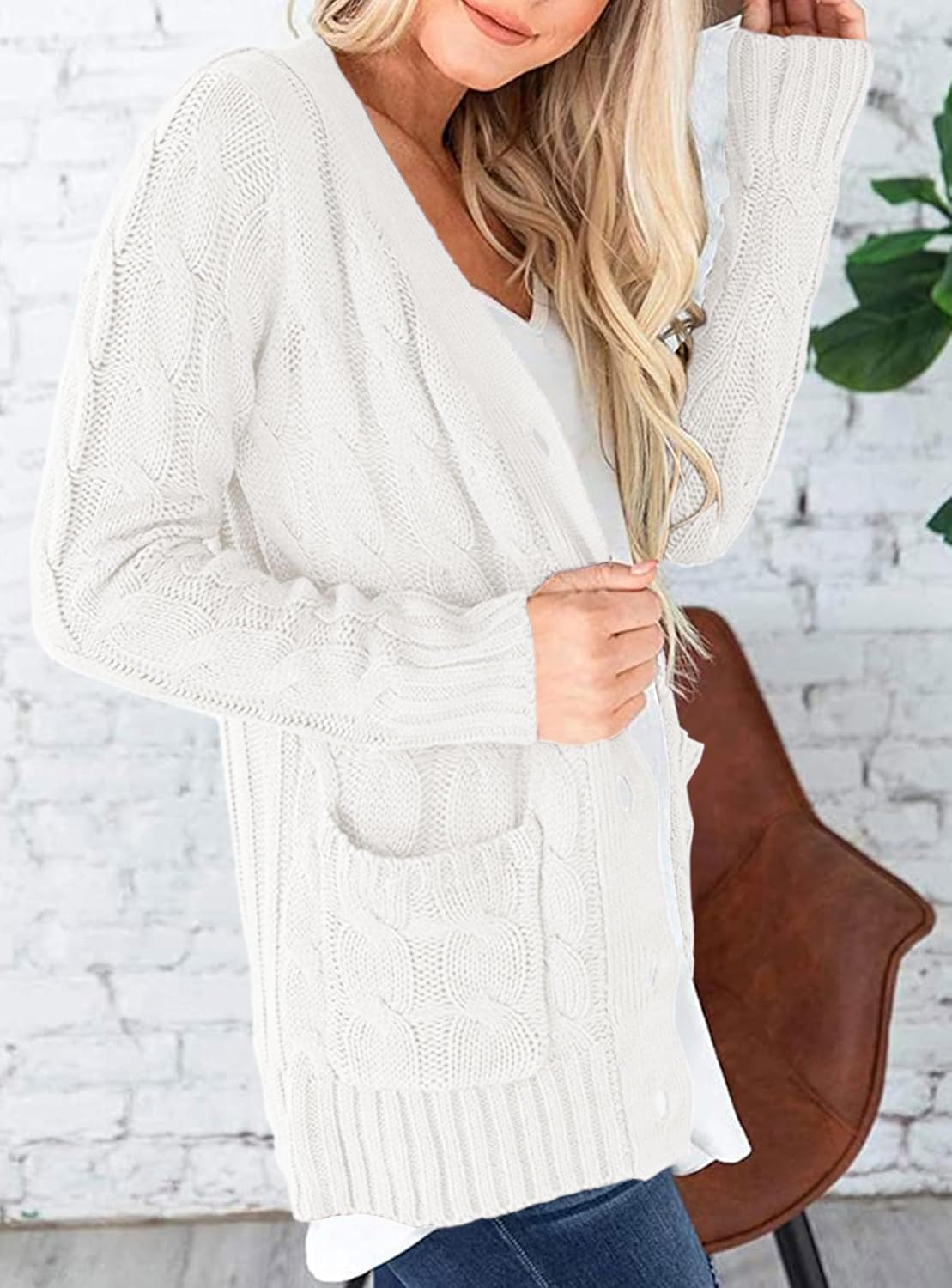 PRETTYGARDEN Women's Open Front Cardigan Sweaters Fall Fashion Button Down Cable Knit Chunky Winter Clothing Outerwear Coats - Image 5