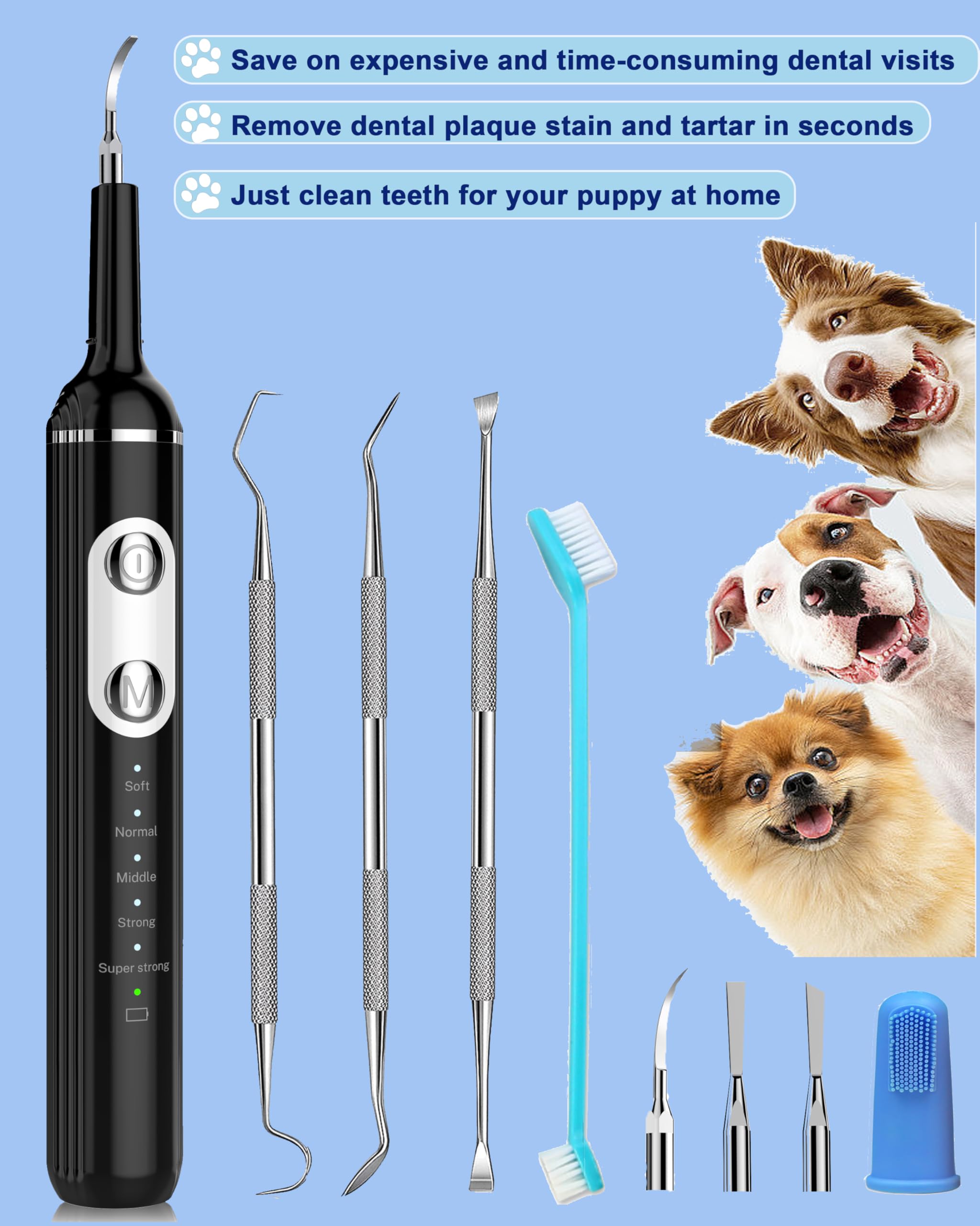 Stim-U-Dent Rimozione della placca del cane per denti, prodotti per la pulizia dei denti degli animali domestici per tartaro e placca spenta, con luce LED, spazzolino da denti per cani per cure