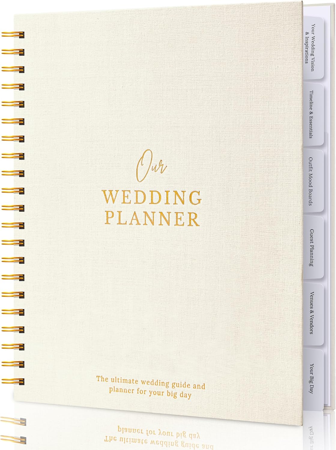 Timeless Premium Linen Wedding Planner Book and Organizer – Wedding Planning Book, Comprehensive Keepsake & Countdown Binder, Perfect Engagement Gift for Women, 11" x 9" (Cream)