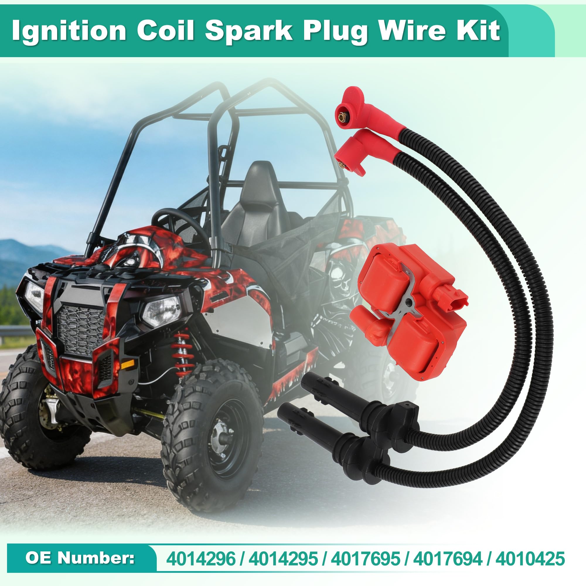 A ABSOPRO Tapa Cable Bujía Y Bobina Para Polaris RZR 900 15-23 | Para Polaris RZR S 900 15-23, Para Polaris RZR XP 1000 14-23, OE 4014296,4014295,4017695,4017694,4010425, Alto Rendimiento