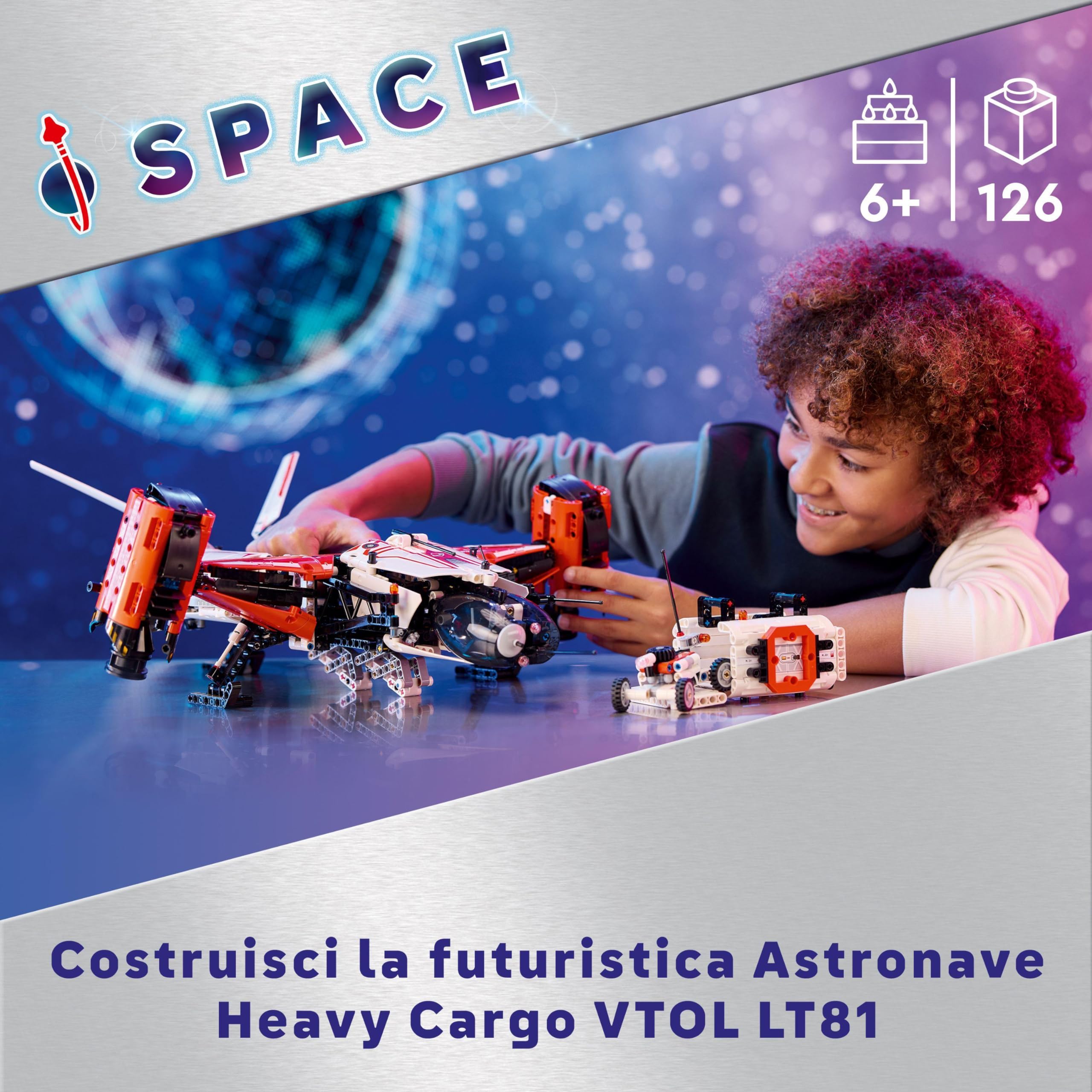 LEGO Technic Astronave Heavy Cargo VTOL LT81, Giochi per Bambini e Bambine da 10 Anni in su, Aereo Spaziele Giocattolo da Costruire per le Missioni Spaziali, Veicolo con Funzioni Realistiche 42181