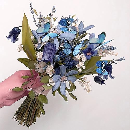 Miniatura 8 de Paquete de 12 decoraciones de mariposa, decoración de estacas de mariposa 3D, 2 tamaños de adorno de mariposa para el hogar, flores falsas,